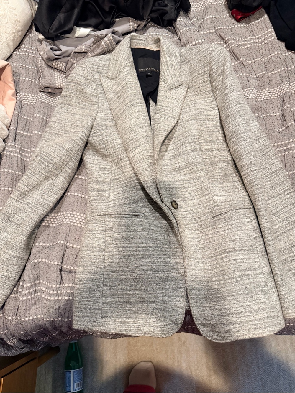 Banana Republic Light Gray Textured Single-Button Blazer